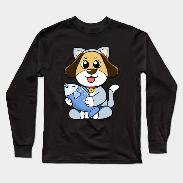 Dog Cat Long Sleeve T-Shirt by WildSloths